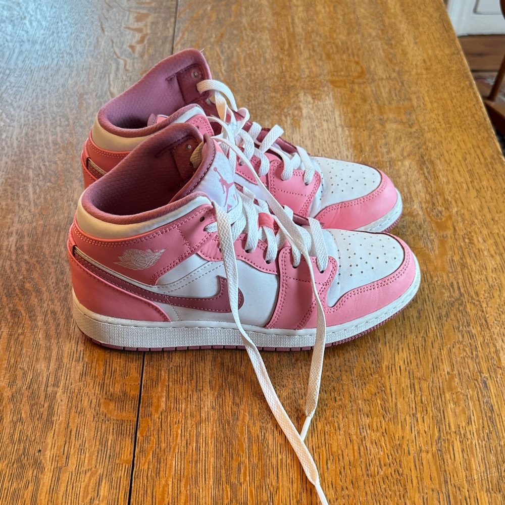 Jordan Kids' Pink and White High-Top Sneakers - Picture 5 of 6